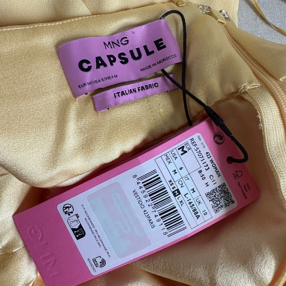 NEW NWT MANGO Satin Crossed Dress Bow Neckline Maxi Gown Party Cocktail M US 6 - Picture 13 of 14